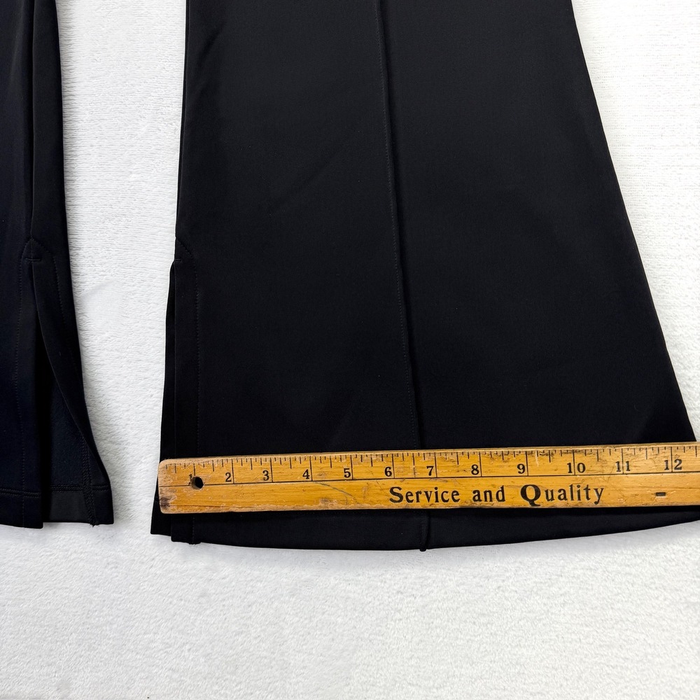 Adidas Track Pants Womens Medium Black Gold Flared Split Hem Trefoil Originals - Picture 11 of 12